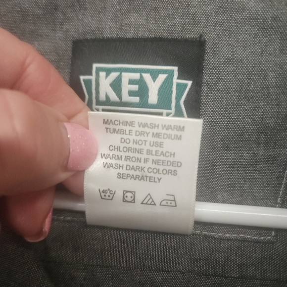 Key Chambray Work Shirt Men Size XLR GREY Button Long Sleeve EUC - Picture 7 of 7